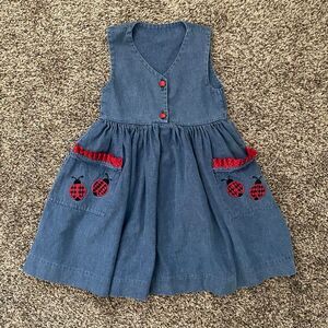 Vintage 6X Austin & Ashley 100% cotton ladybug denim dress